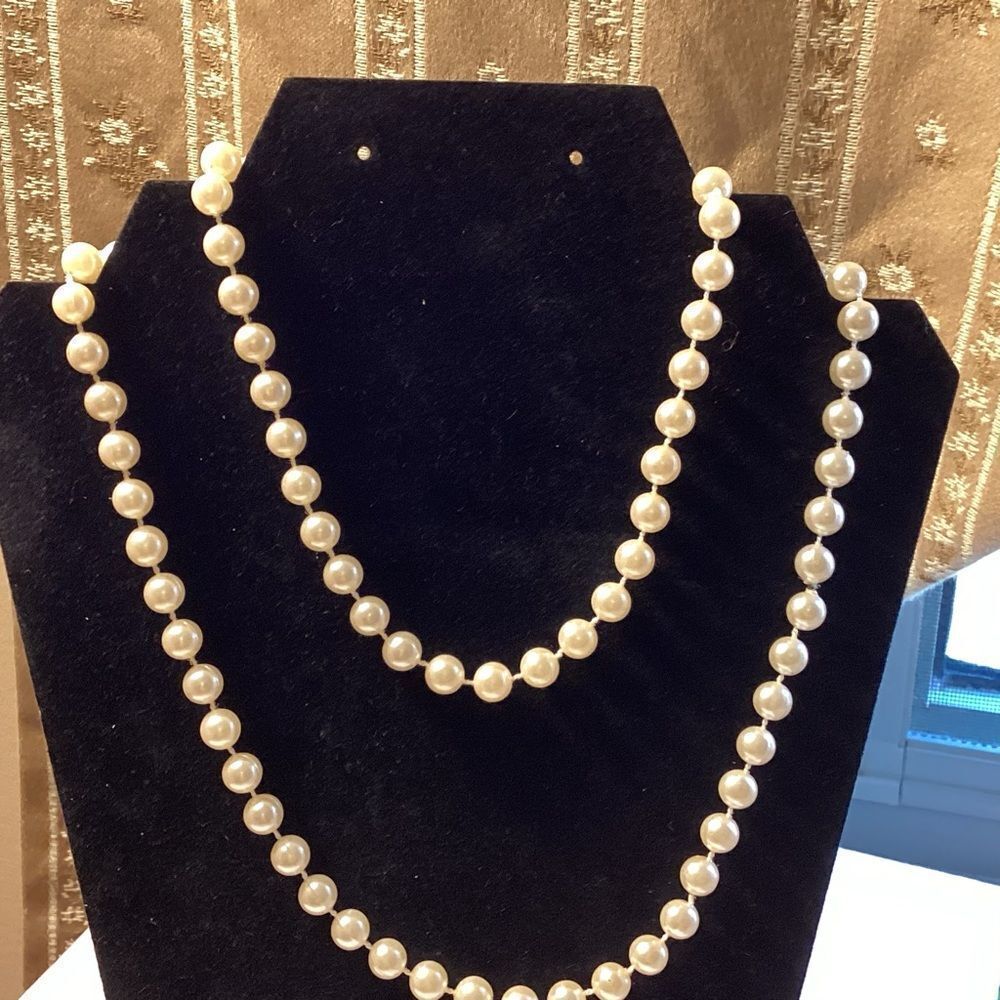 Elegant Faux Pearl Necklace in 34” Length
